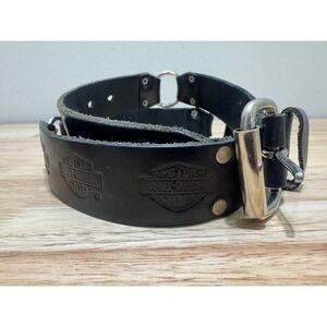 Vintage Harley Davidson USA Made Black Genuine Leather Belt Size 28/30
